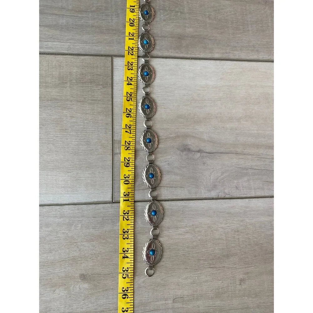 Southwestern Navajo Style Silver and Turquoise Belt